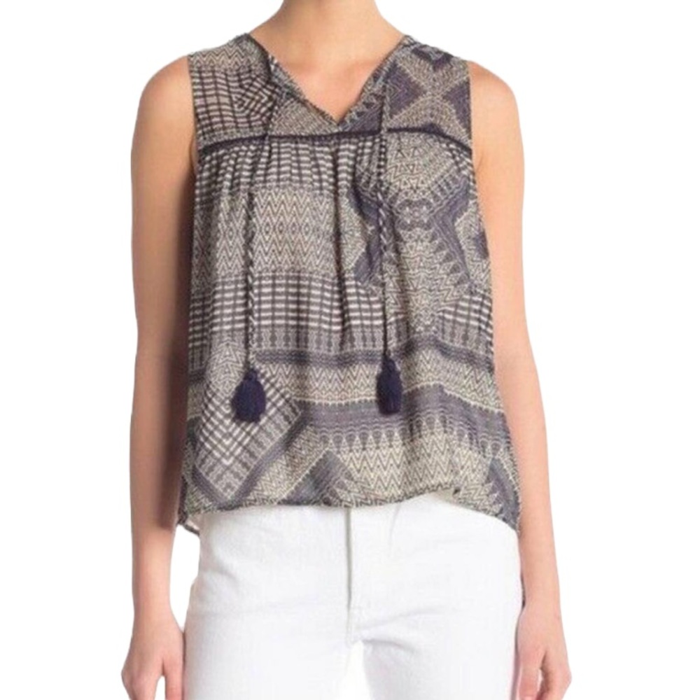 Rebecca Minkoff Vicky Printed Tasseled Blouse